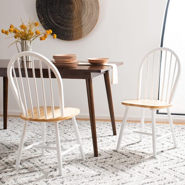 Camden White/Natural Spindle Back Wood Dining Chair (Set of 2)