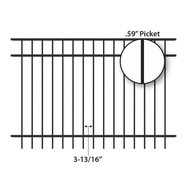 FORGERIGHT Vinings 4 ft. H x 6 ft. W Black Aluminum Pre-Assembled Spaced Bar Flat Framed Metal Fence Panel (5-pack)