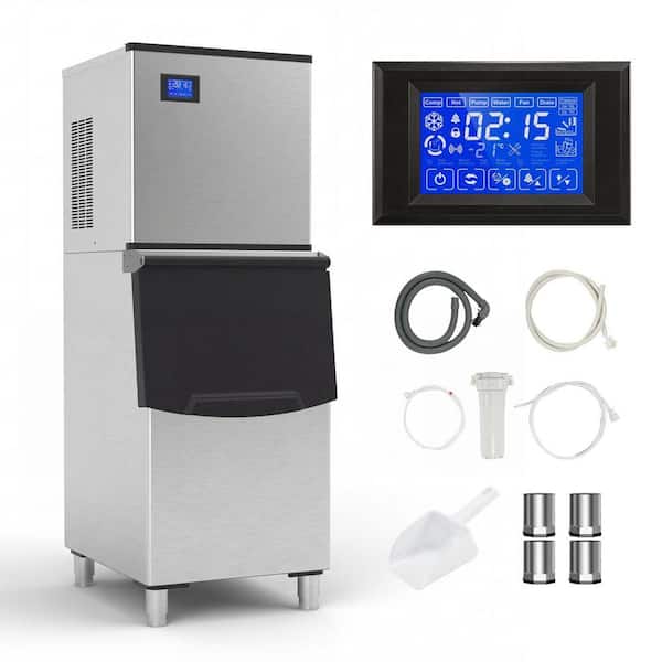 23.2 in. Stainless Steel 680 lbs. 24 H Freestanding Commercial Ice Maker Full Size Ice Cubes with 400 lbs. Ice Storage