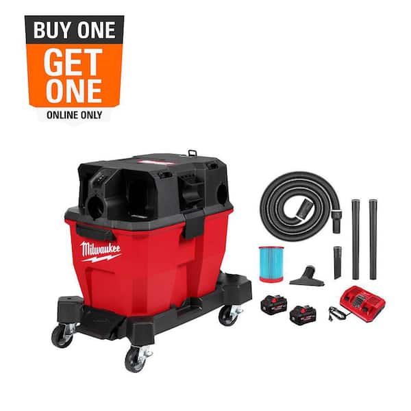M18 FUEL 9 Gal. Cordless DUAL-BATTERY Wet/Dry Shop Vacuum Kit with (2) 8.0 ah Batteries, Filter, Hose, and Accessories