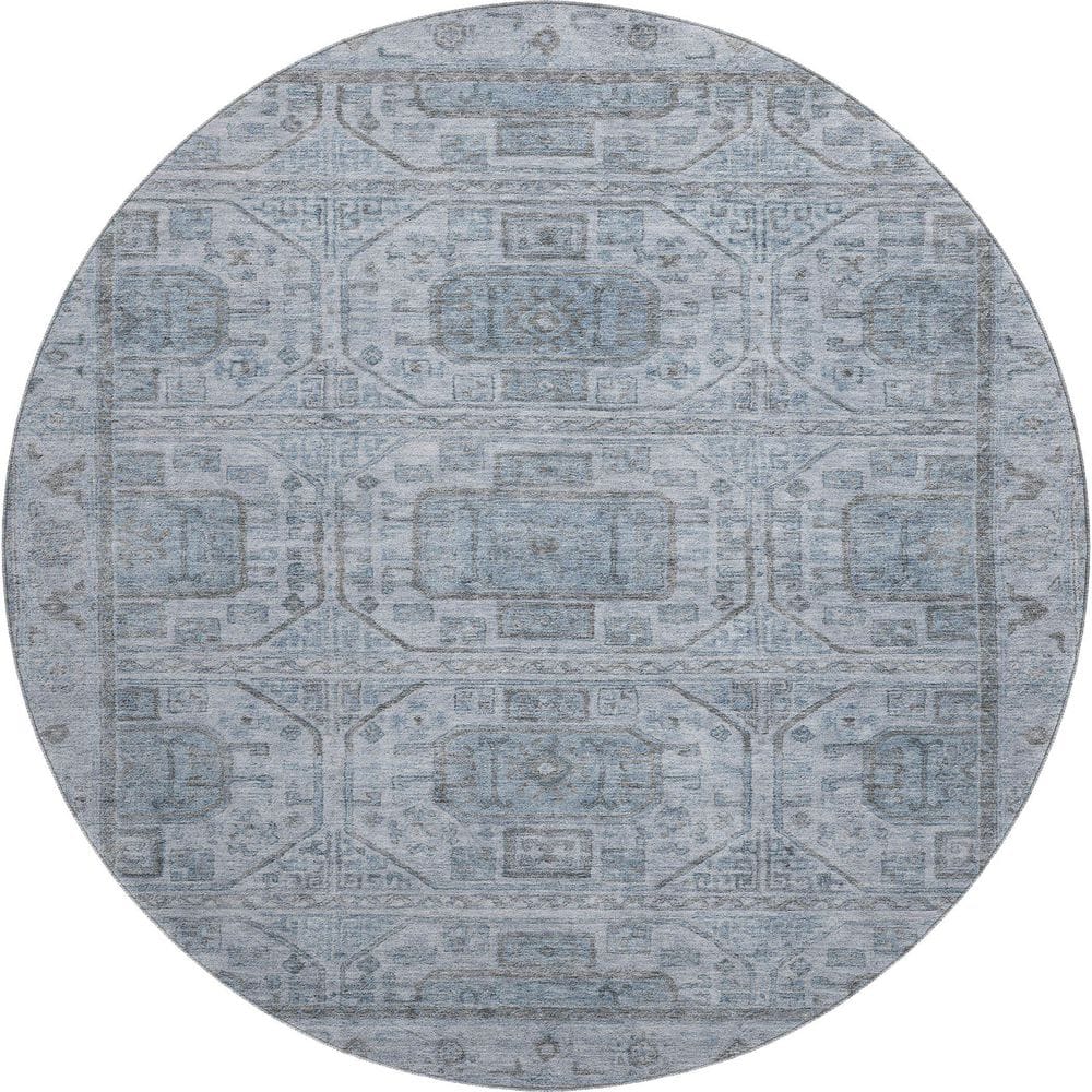 Mayfield Premium Machine Washable Abstract AMF1919 Blue 8 ft. x 8 ft. Round Rug price history on PriceWatchPro