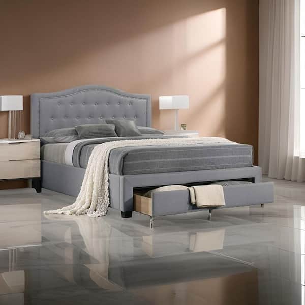 Benjara Buk Gray Wood Frame Full Size Platform Bed