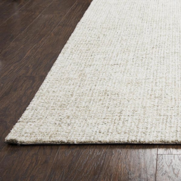 London Collection Beige/Ivory 8 ft. Round Hand-Tufted Solid Area Rug
