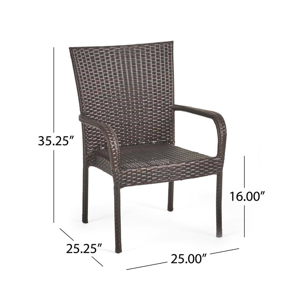 Gray Woven Rattan Stackable Outdoor Dining Chairs, Set of 2