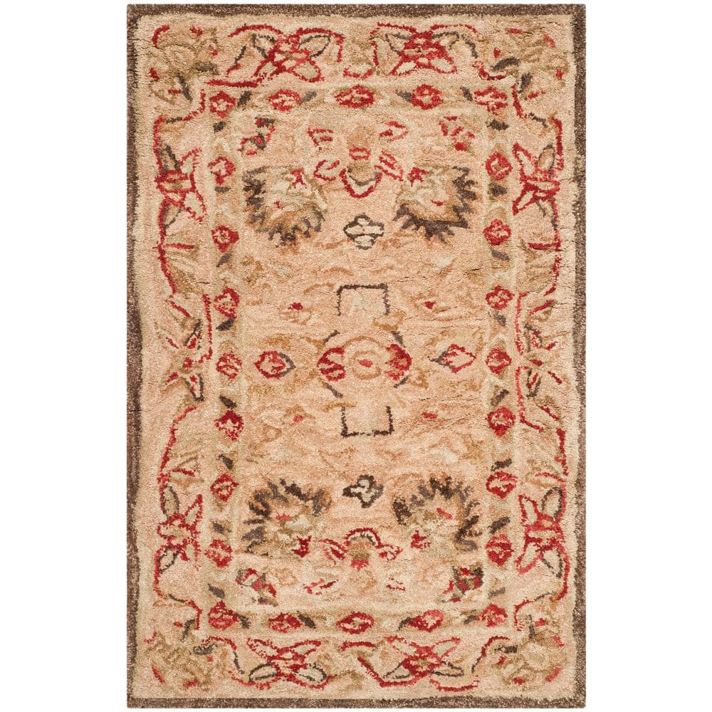 Handmade Tufted Beige Wool Rectangular Accent Rug 2' x 3'