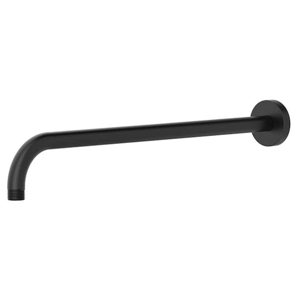 18 in. Shower Arm and Round Escutcheon in Matte Black