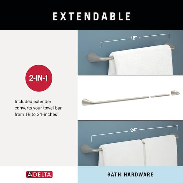 Delta Arvo 18 in. Wall Mount Towel Bar with 6 in. Extender Bath
