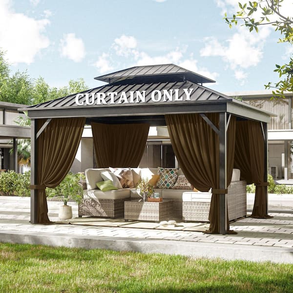 10 ft. x 12 ft. Universal Outdoor Privacy Curtains, Gazebo Curtains with Zipper Chocolate (4-Side Curtain Only)