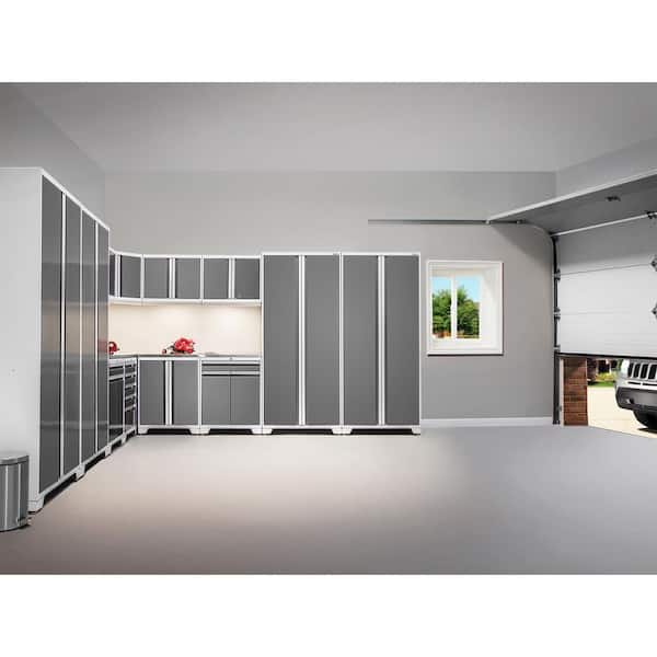 Newage Products Pro 3 0 Series 14 Piece Garage Cabinet Set Platinum Stainless Steel