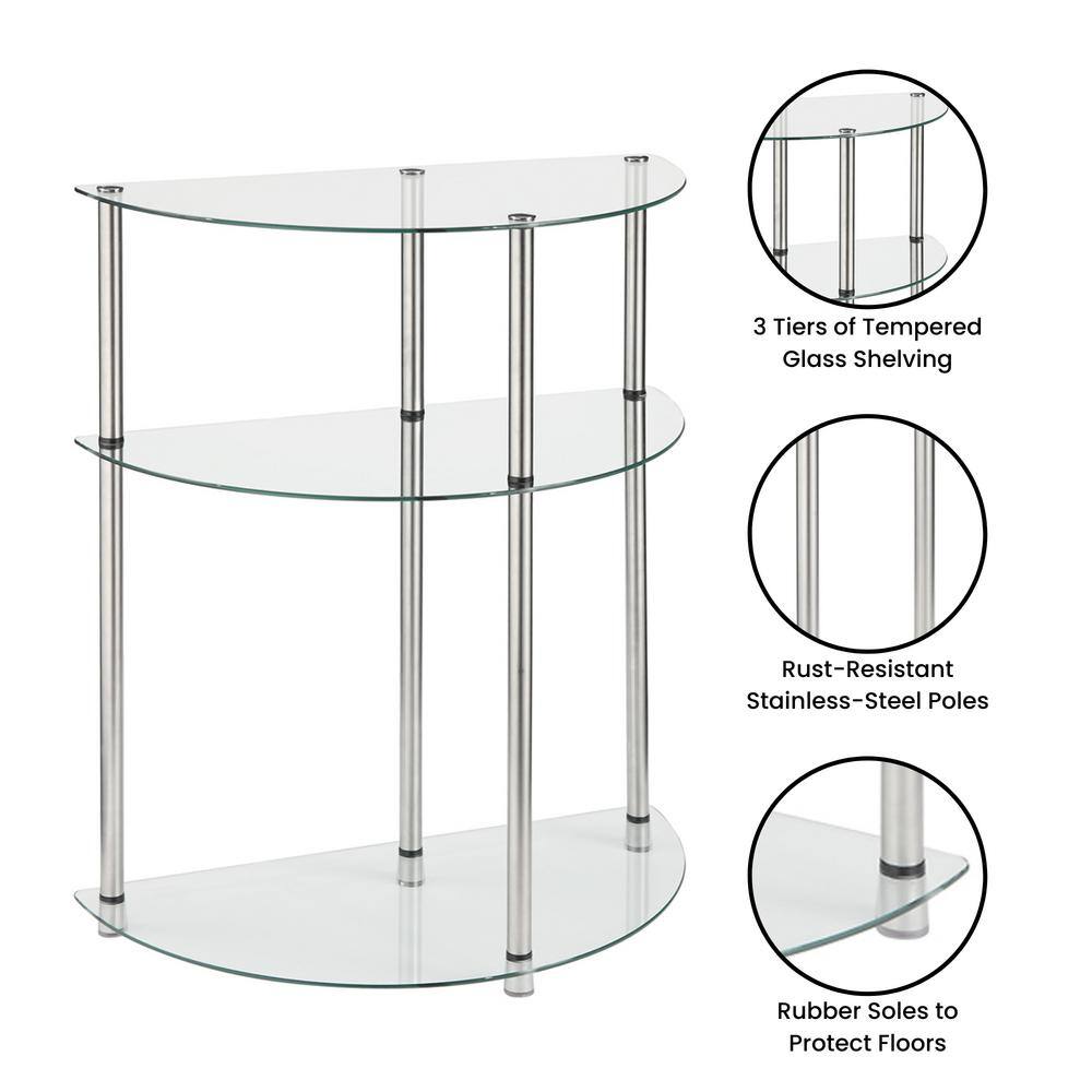 Elysian Chrome-Finished Stainless Steel and Clear Glass Console Table