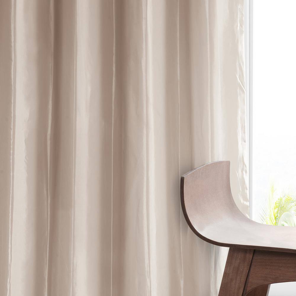 Antique Beige Grommet Blackout Faux Silk 96" Curtain Panel