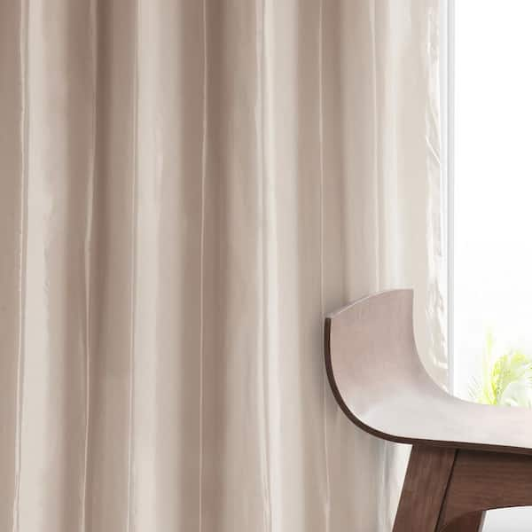 Exclusive Fabrics Grommet Faux Silk Taffeta 96-Inch Length Blackout Curtain Panel, Gold Nugget