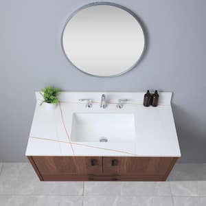 42 in. W x 22.01 in. D Ceramic White Rectangular Single Sink Bathroom Vanity Top in White with 3-Faucet Holes