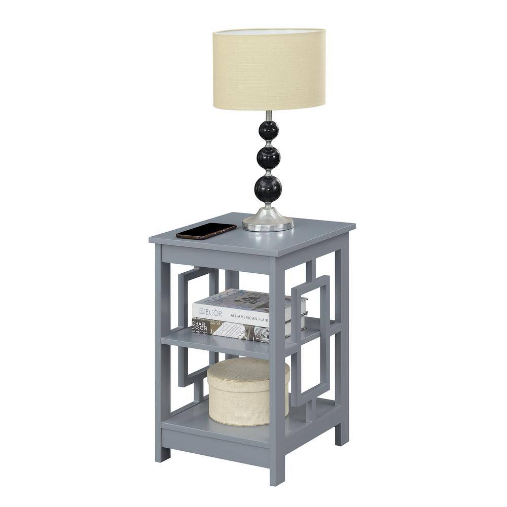 Gray MDF 24" End Table with Shelves