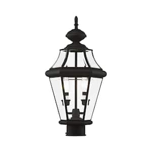 Cresthill 21 in. 2-Light Black Cast Brass Hardwired Outdoor Rust Resistant Post Light with No Bulbs Included