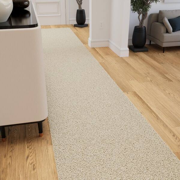 Cozy Plush Non-Slip Rubberback Soft Cream 3 ft. x 17 ft. Indoor Runner Rug