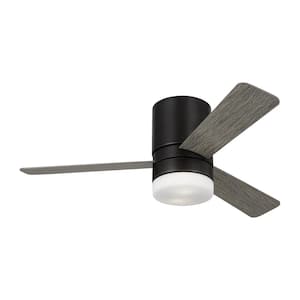 Era 44 in. Modern Aged Pewter Hugger Ceiling Fan with Light Grey Weathered Oak Blades, Light Kit and Wall Mount Control