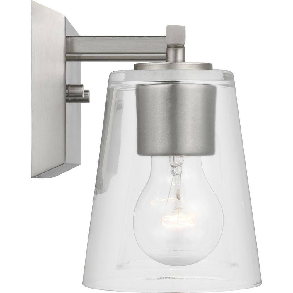 Vertex Brushed Nickel Clear Glass 2-Light Bath Fixture