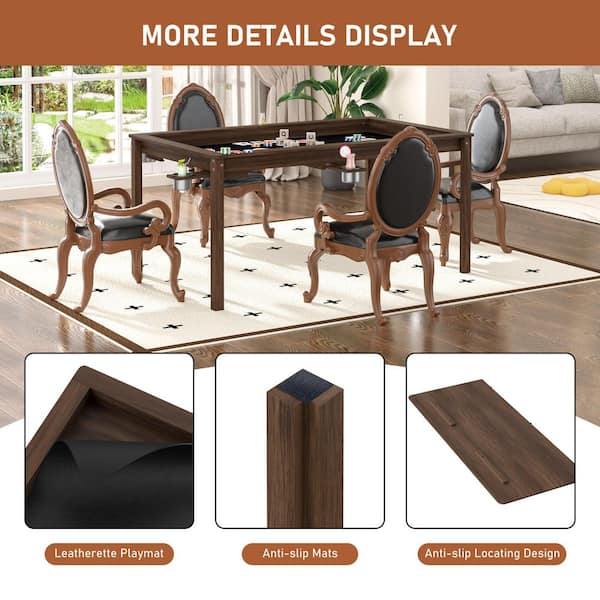 【cotton100】WANTKEY STG TABLE DECK2 VEIKOUS Wood Poker Table Convertible Gaming Table for 4-6 Players