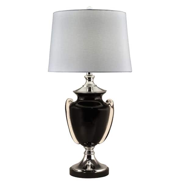 Dale Tiffany Dale Tiffany Regis 31 in. Tall Handcrafted Black Art Glass Table Lamp with Fabric Shade