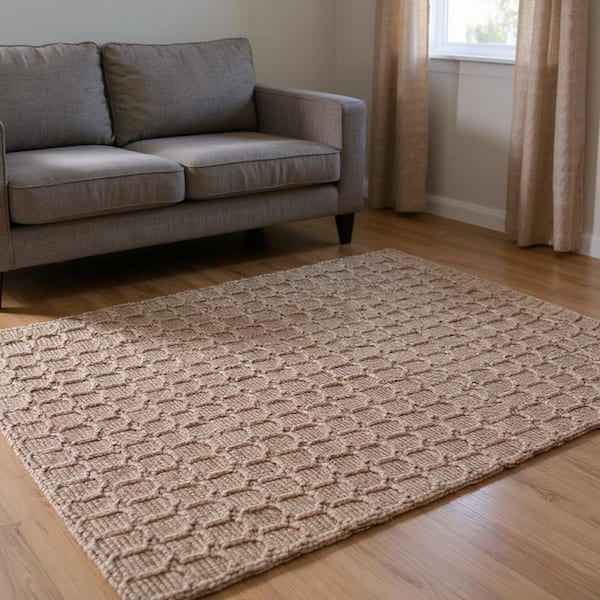 6 ft. x 9 ft. Natural Jute Geometric Hand Woven Area Rug