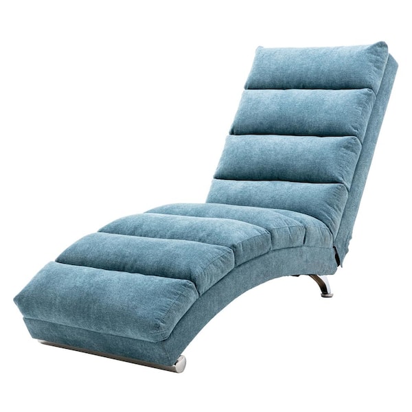 Modern Blue Linen Chaise Lounge for Office or Living Room with Massage Function