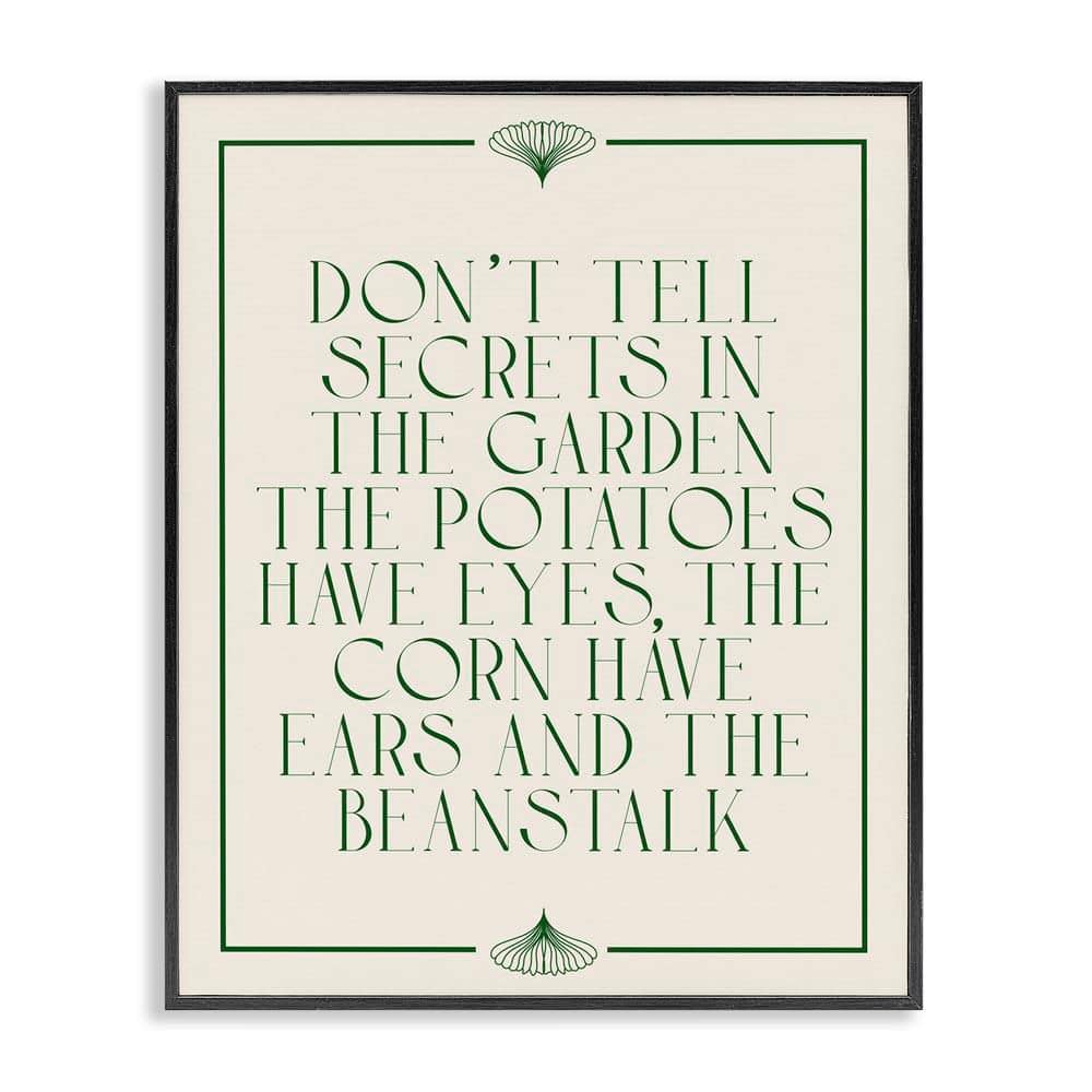 Funny Gardener Secrets by Daphne Polselli Black Framed Typography Giclee Art Print 14 in. x 11 in. price history on PriceWatchPro