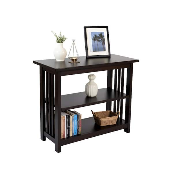 Alaterre Furniture Mission 24 in. Espresso Wood 2-shelf Etagere Bookcase with Adjustable Shelves