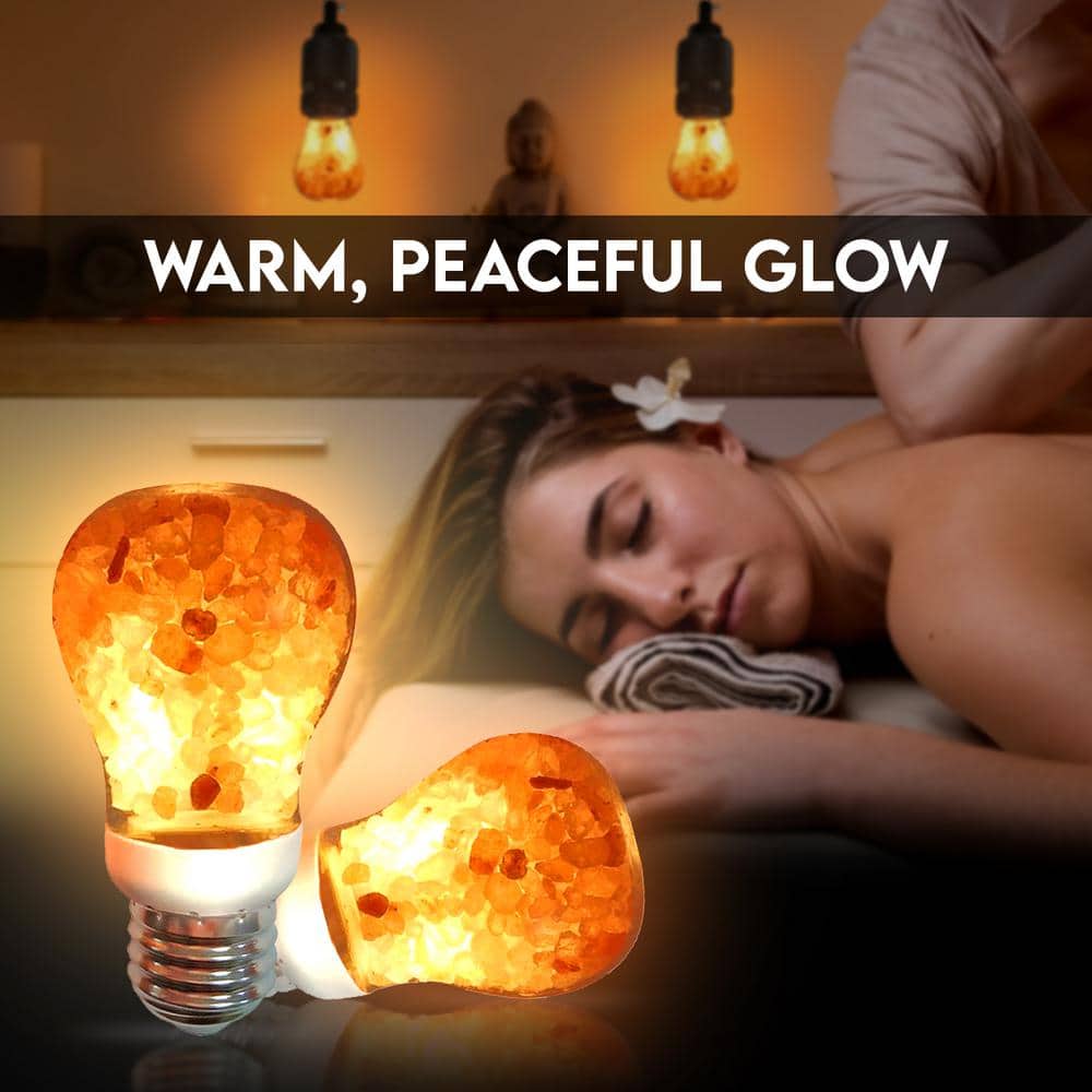 Natural Himalayan Salt Lamp with Warm Amber Glow and Dimmer Switch