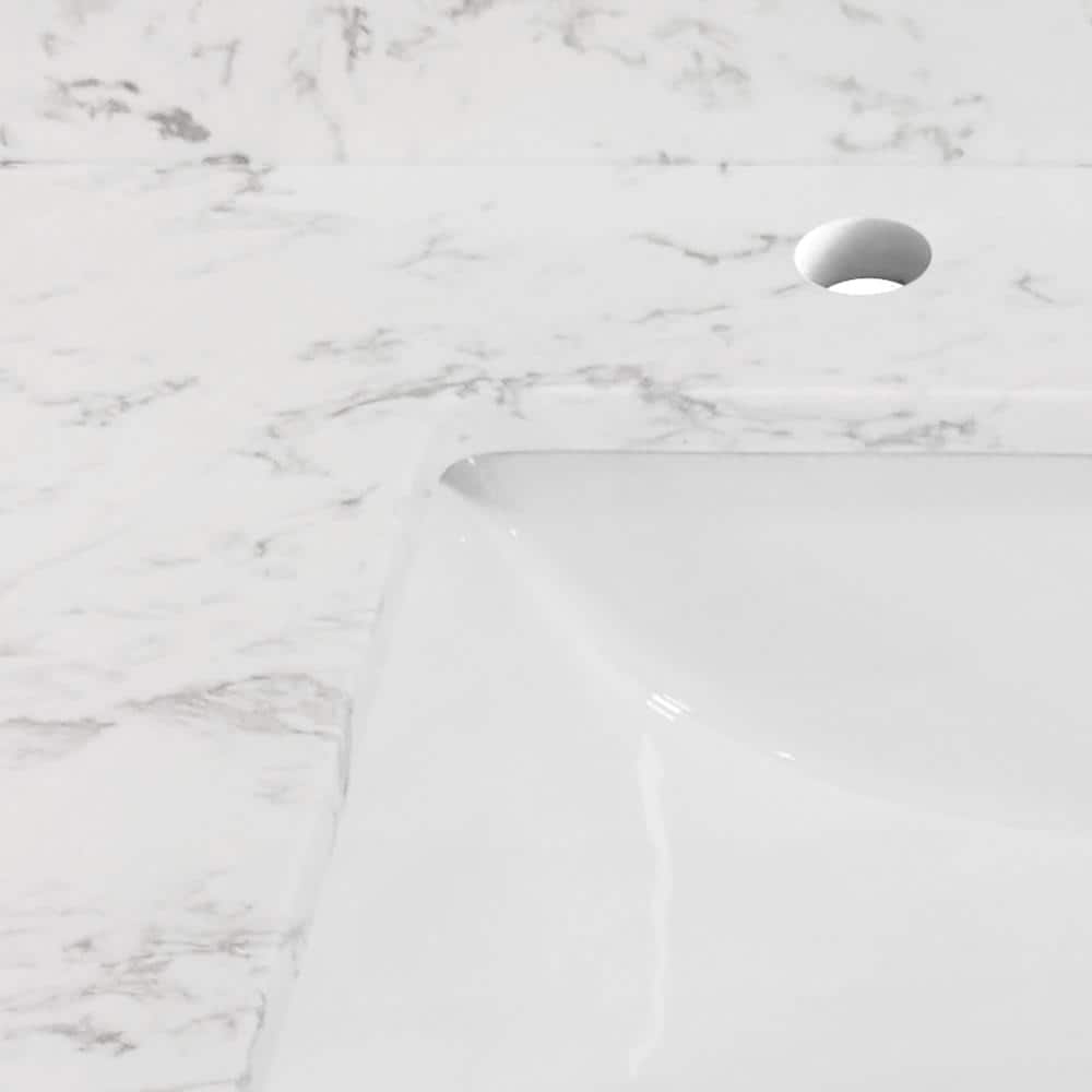 Carrara 43-in White Engineered Marble Vanity Top with Undermount Sink
