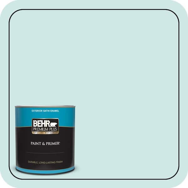 BEHR PREMIUM PLUS 1 qt. Home Decorators Collection #HDC-WR14-5 Icicle Mint Satin Enamel Exterior Paint & Primer