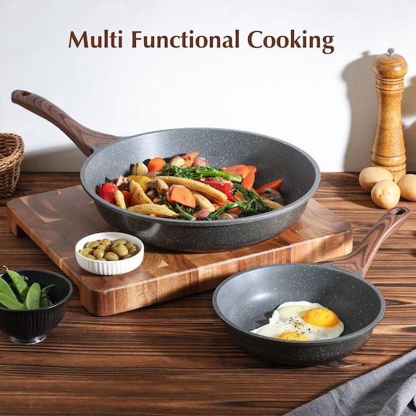 Nonstick Frying Pan Skillet 9.5 in. Gray Cast Aluminum Swiss
