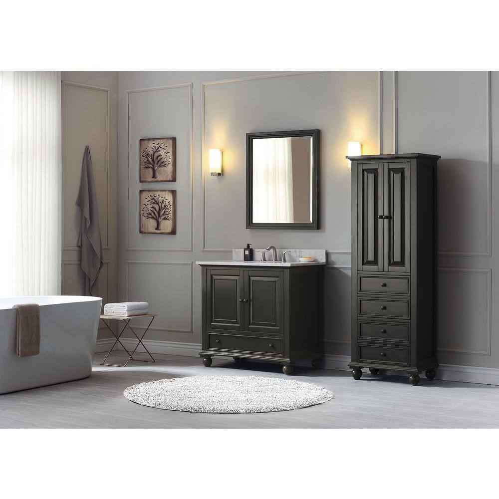 Charcoal Glaze Rectangular Wood Bathroom Vanity Mirror