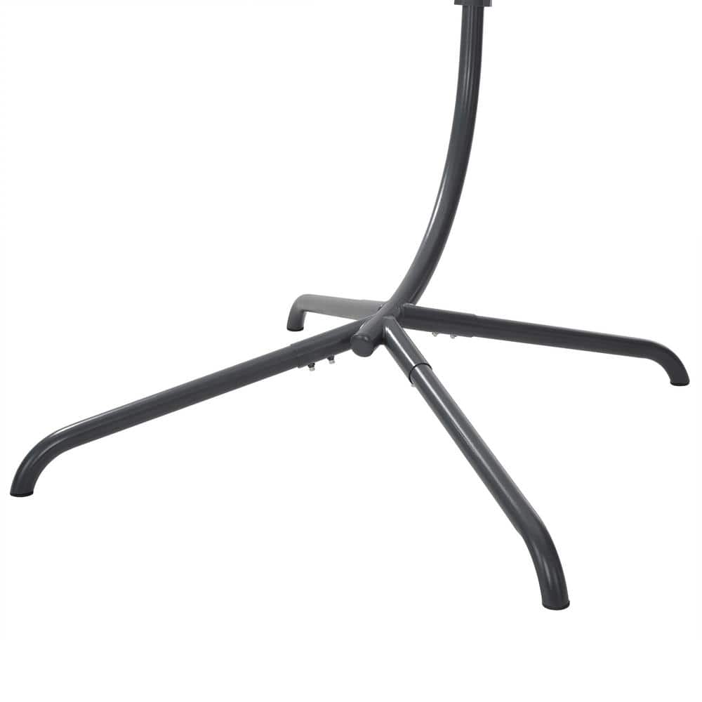 Gray Steel Wicker Hanging Egg Chair with Cushions