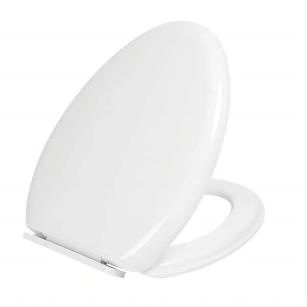 WELLFOR Elongated Closed Front Toilet Seat in White