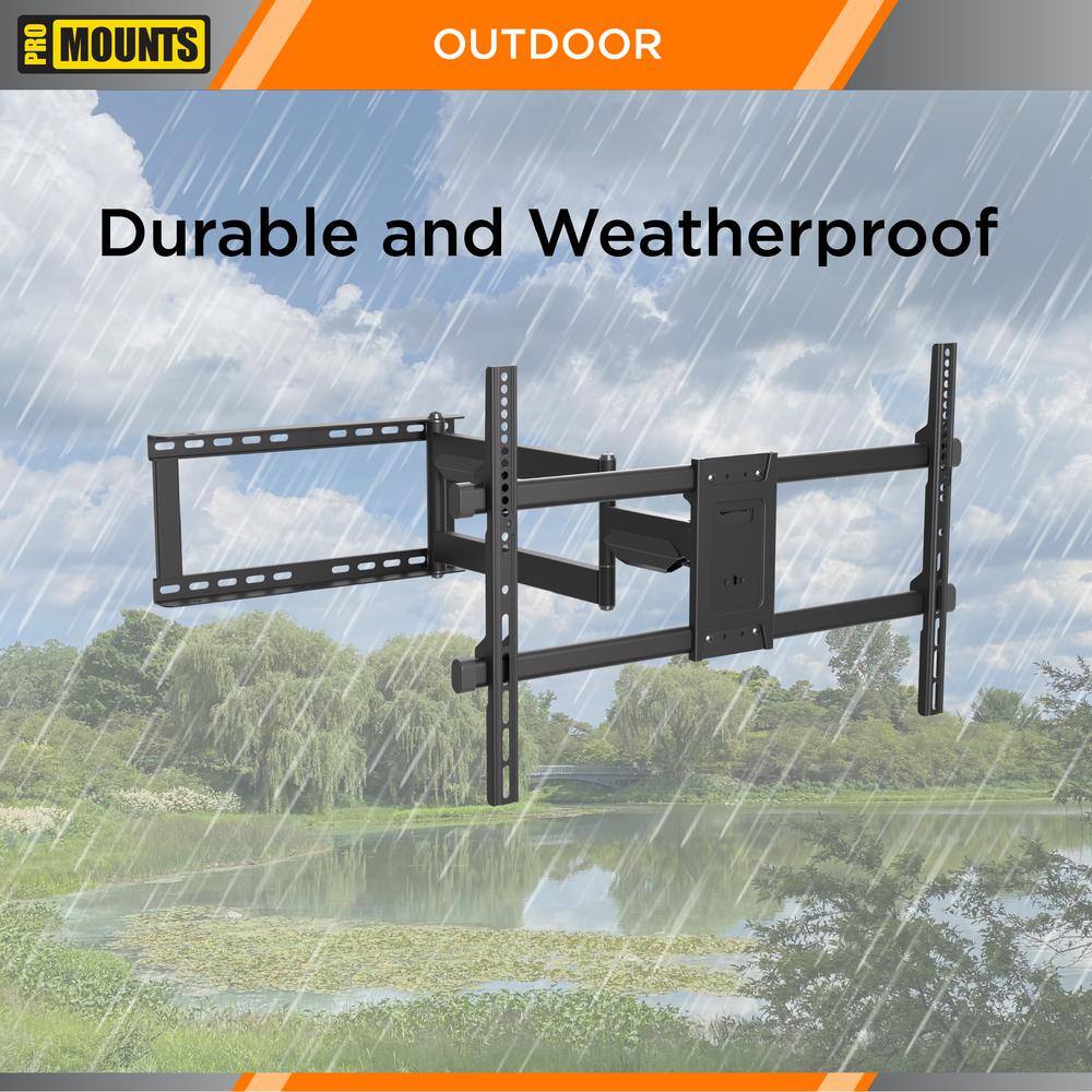 Black Full Motion Outdoor TV Wall Mount for 32"-75" Screens