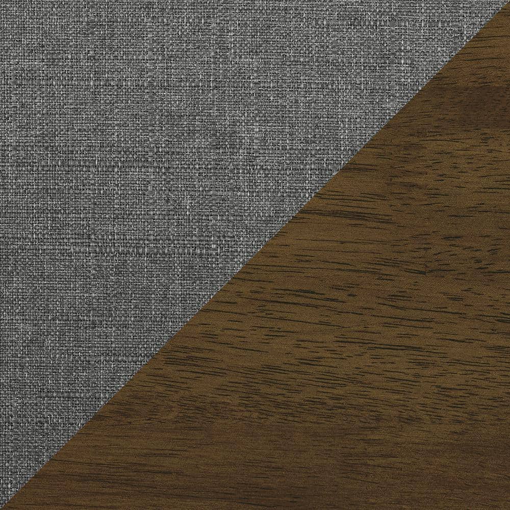 Transitional Gray Fabric Accent Chair with Walnut Wood Frame