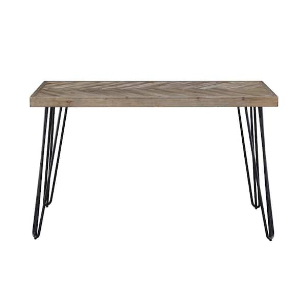 Benjara 18 in. Gray and Black Rectangle Wood Top Console Table with Hairpin Legs