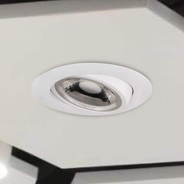 EnviroLite 4 in. White 3000K Canless Remodel Directional Gimbal Integrated  LED Recessed Light Kit EV490112WH30 - The Home Depot