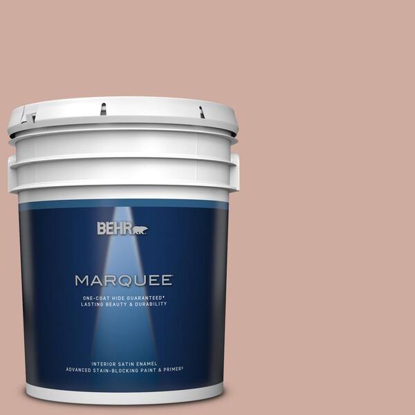 BEHR MARQUEE 5 gal. #MQ1-50 Art Deco Pink One-Coat Hide Satin Enamel Interior Paint & Primer