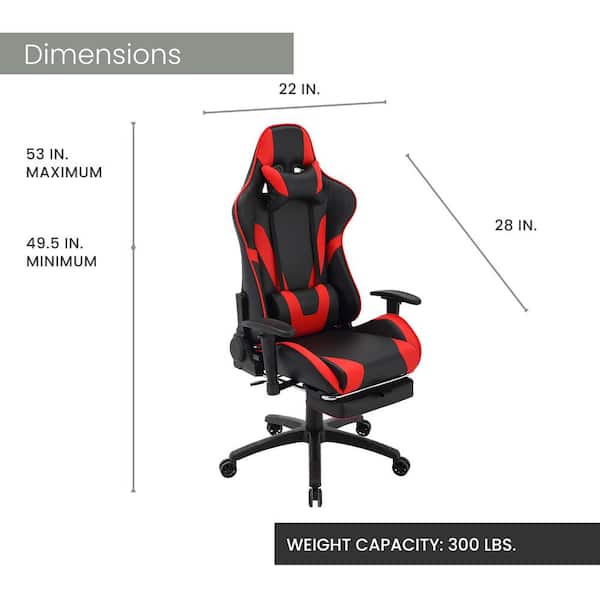 Hanover Commando Ergonomic Gaming Chair in Black and Orange - Adjustable GAS Lift Seating, Lumbar and Neck Support