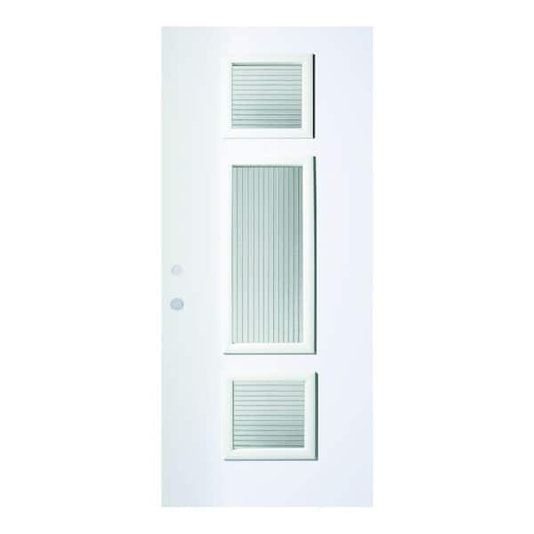Stanley Doors 36 in. x 80 in. Marjorie Masterline 3 Lite Painted White Right-Hand Inswing Steel Prehung Front Door