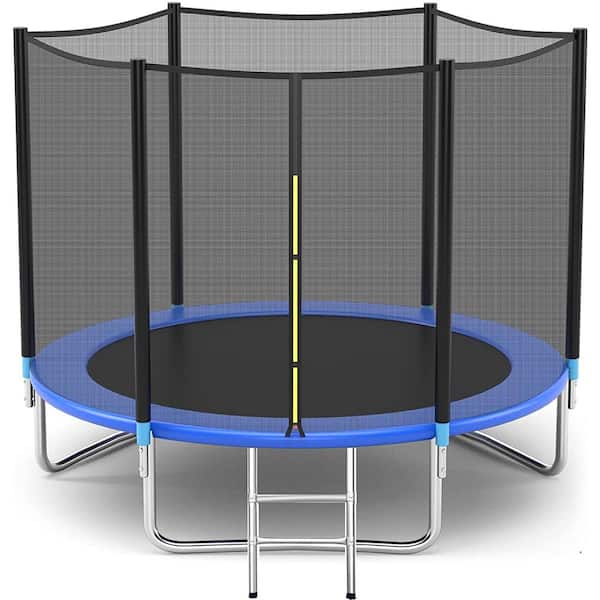 Algebraïsch som afstand SKONYON 10 ft. Round Trampoline with Safety Enclosure Net and Ladder  SK-88131 - The Home Depot