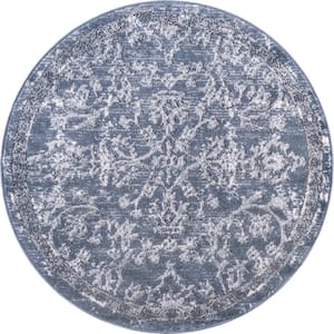 Portland Albany Blue 3 ft. 3 in. x 3 ft. 3 in. Round Area Rug