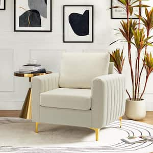 Ennomus Modern Ivory Polyester Club Chair Arm Chair with Removable Cushions