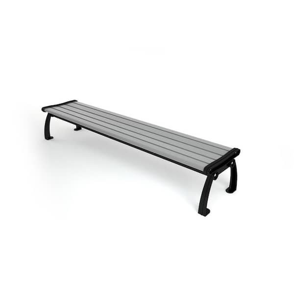 8 ft. Heritage Backless Bench - Gray with Black Frame