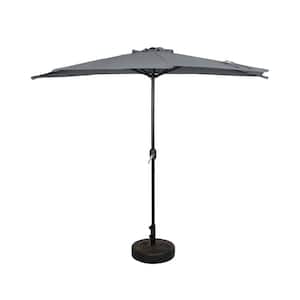Fiji 9 ft. Market Half Patio Umbrella with Bronze Round Base in Gray