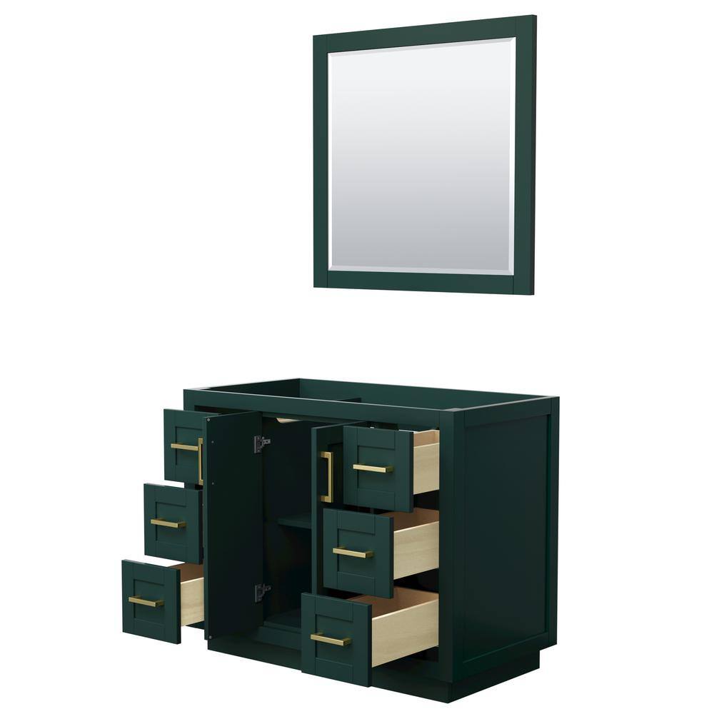 Miranda Dark Green 41.25" European Shaker Single Vanity Base with Brushed Gold Trim