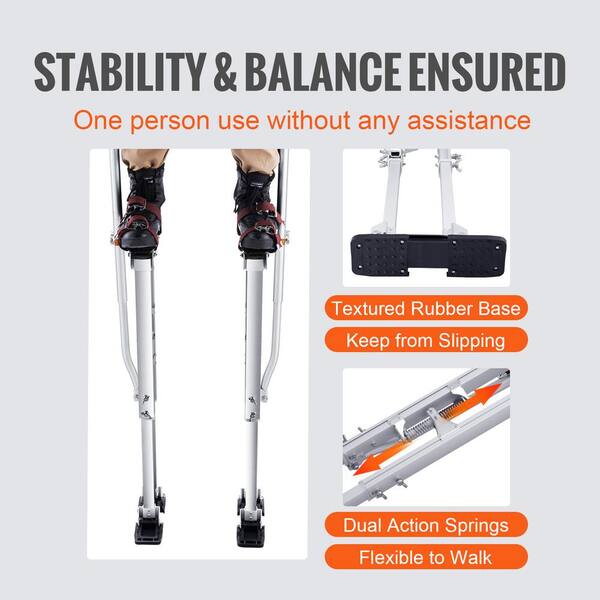 SKYSHALO Drywall Stilts 36 to 50 in. Adjustable Aluminum Tool Stilts with Protective Knee Pads Durable and Non-slip Work Stilts
