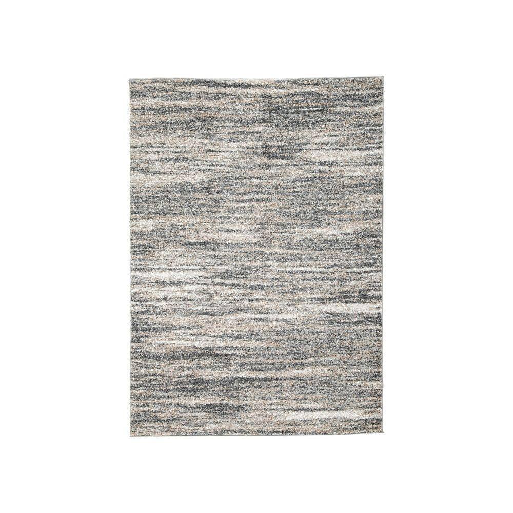 Benjara Modern Ivory, Beige, and Gray 5 ft. x 7 ft. Smokey Lined Design